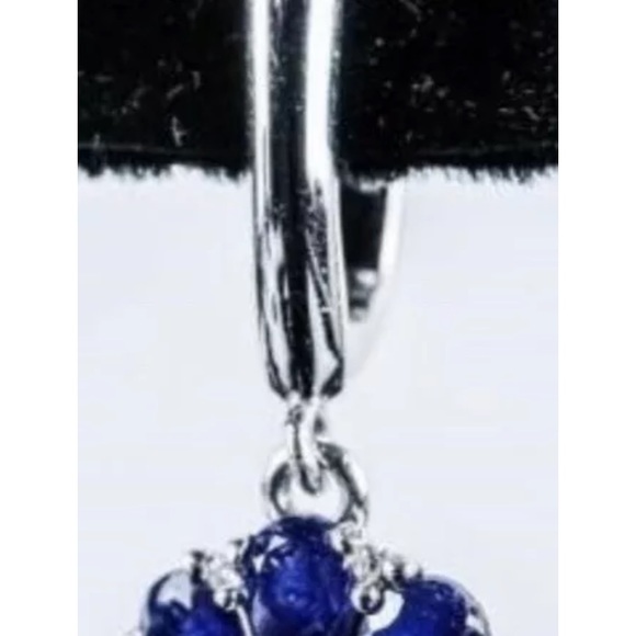925 Sterling Silver Earrings, 18 Synthetic Blue Sapphires 2.25ct Appraise $1240 - Picture 3 of 3